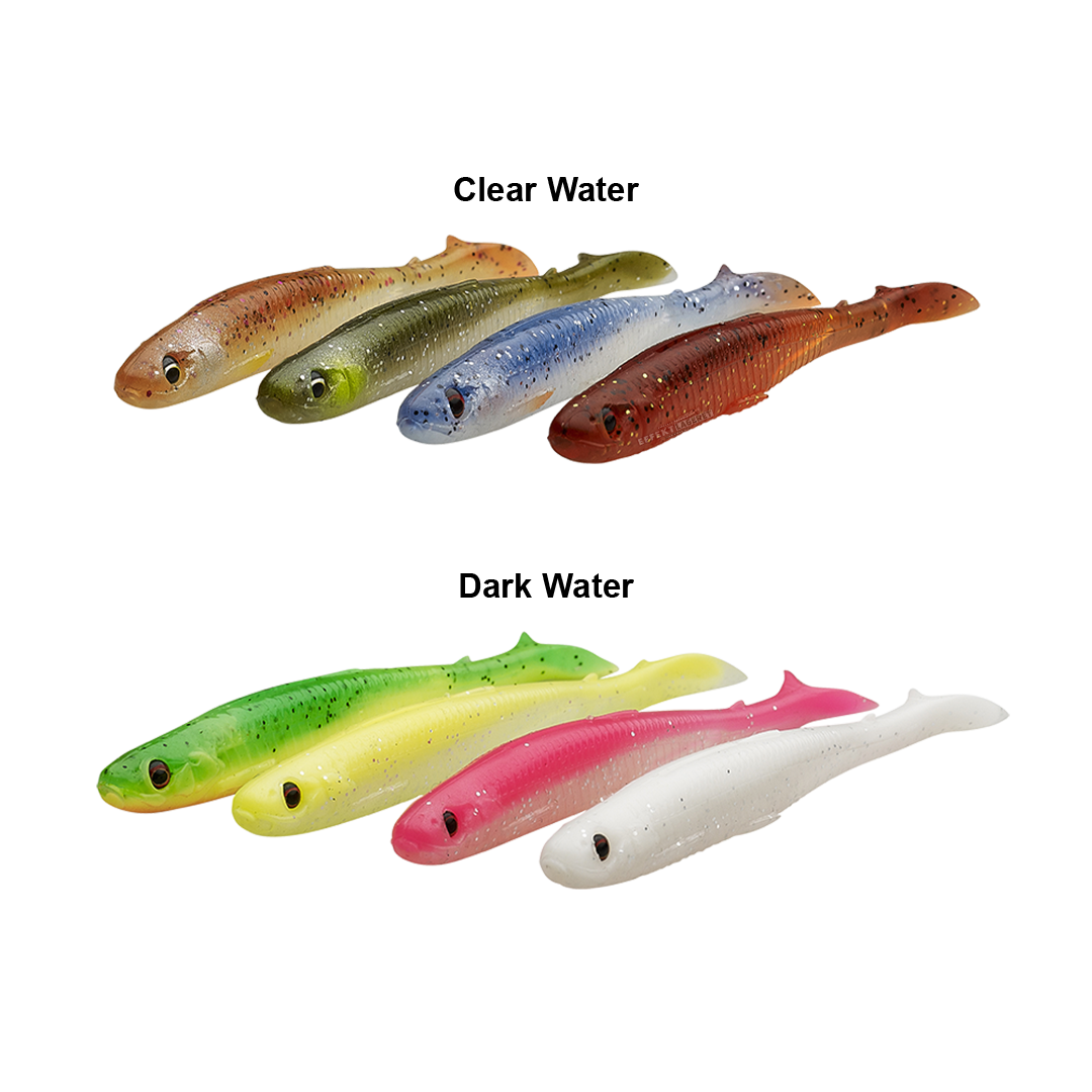 Savage Gear Slender Scoop Shad Mix 4 stk. 11cm 7gram Clear Water - Put & Take