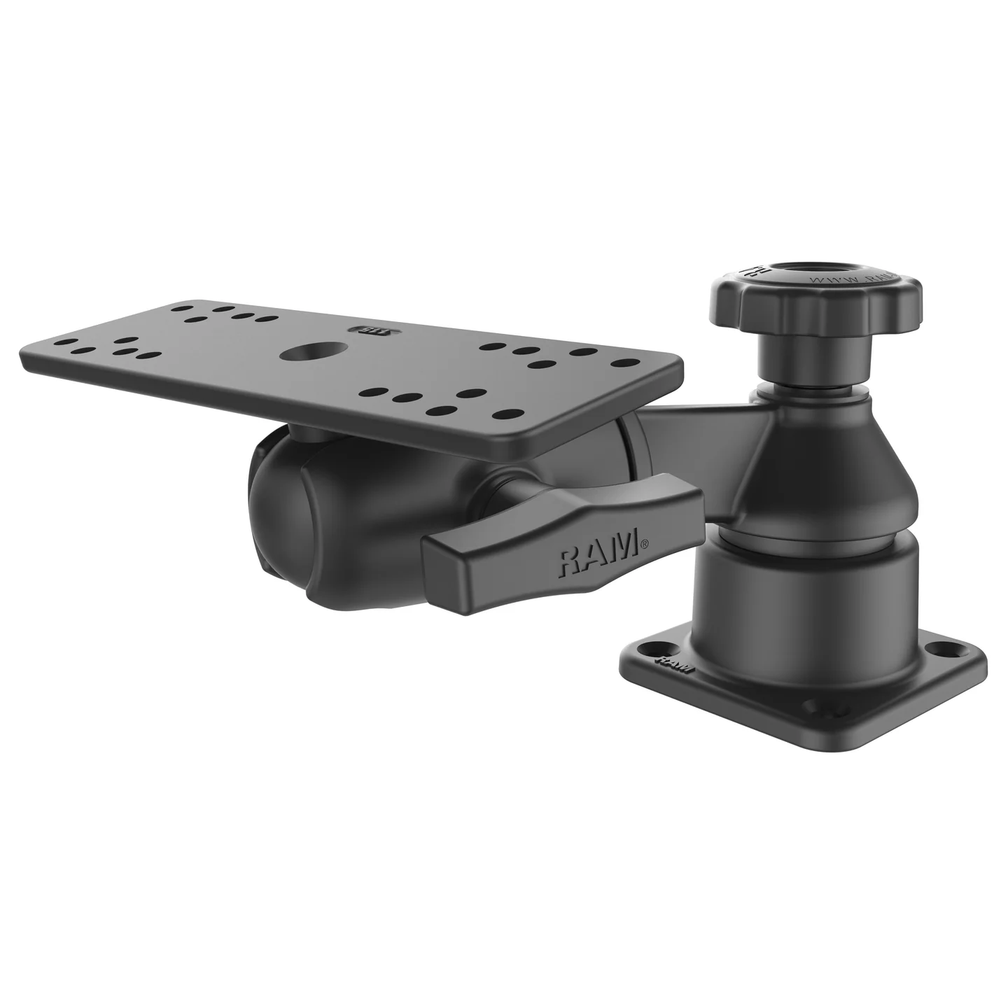 RAM Mounts - RAM Horisontal Swing Arm Mount med Ball & Socket - Transducerpole og ekkolodsbeslag
