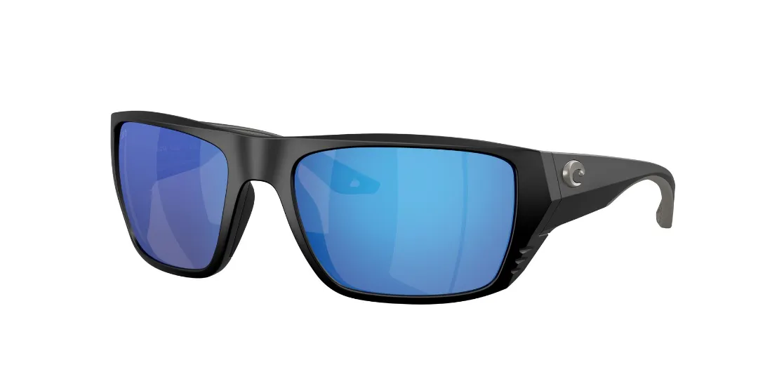 Costa Del Mar Finlet Polaroid Solbriller Matte Black Glas Blue Mirror - Fiskebriller