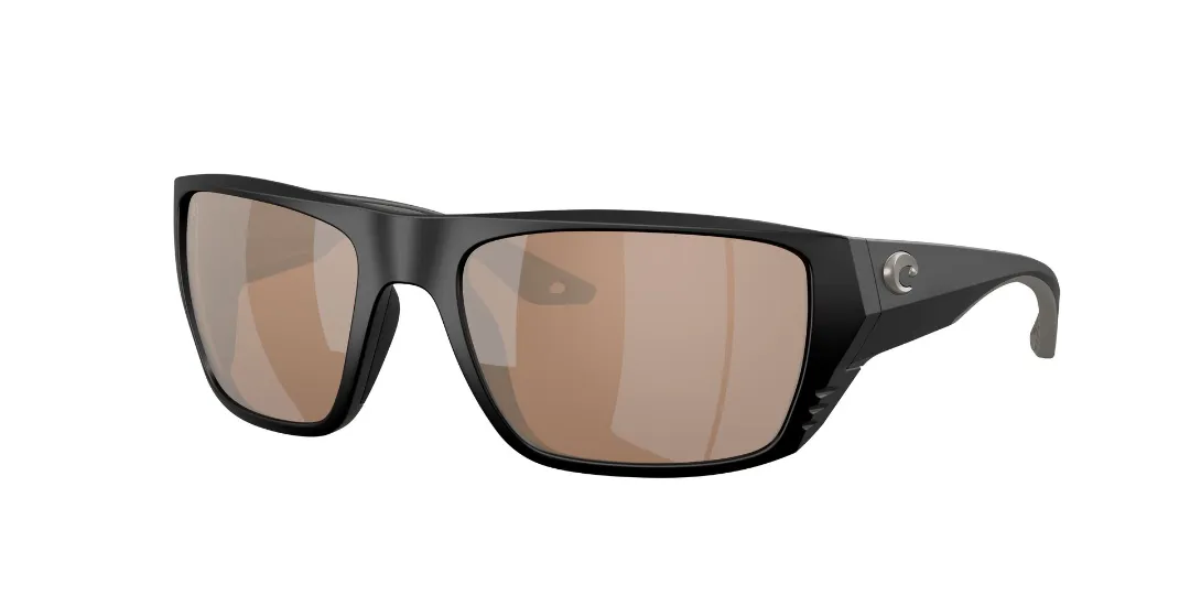 Costa Del Mar Finlet Polaroid Solbriller Matte Black Glas Copper Silver Mirror - Fiskebriller