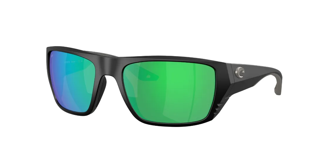 Costa Del Mar Finlet Polaroid Solbriller Matte Black Polycarbonate Green Mirror - Fiskebriller