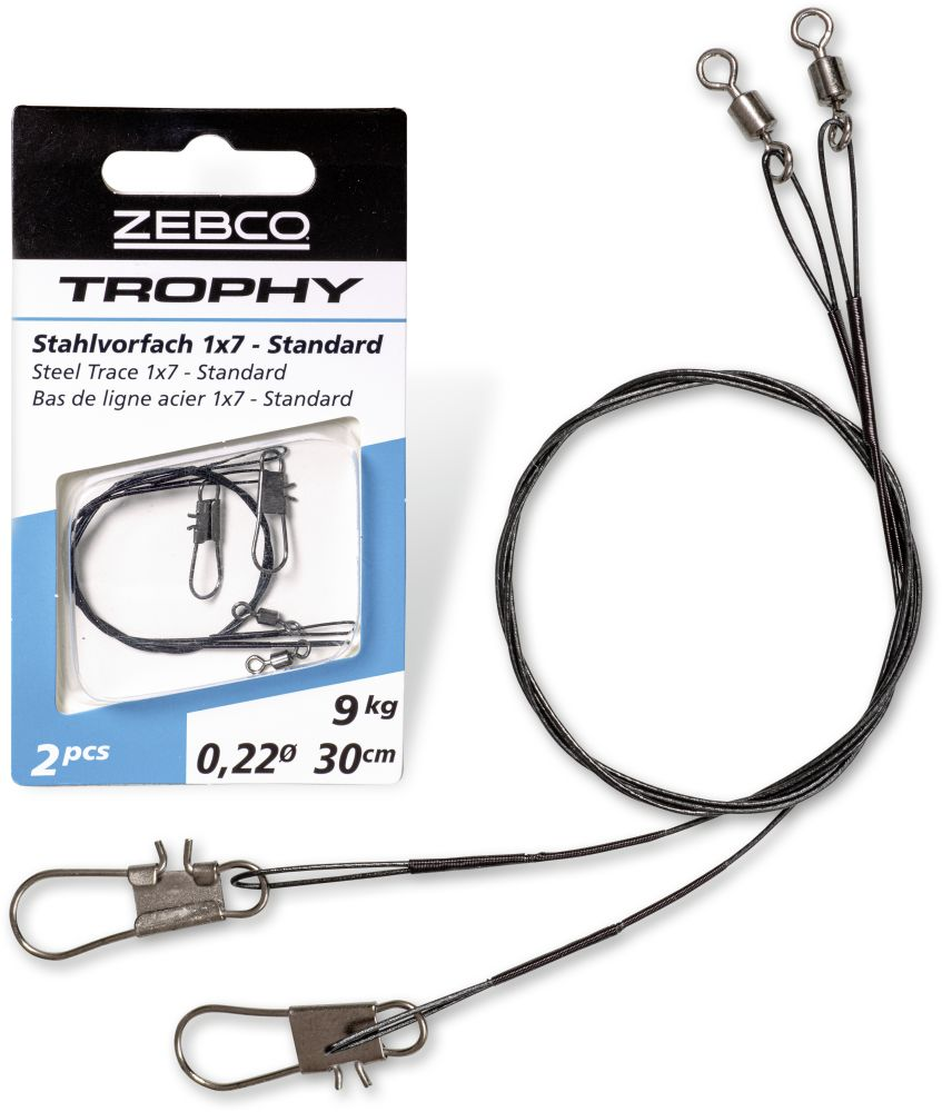 Zebco Trophy Steel Trace 1x7 Stålforfang 2 stk. 50cm 12kg - Wire-floucarbon forfang & Stingers