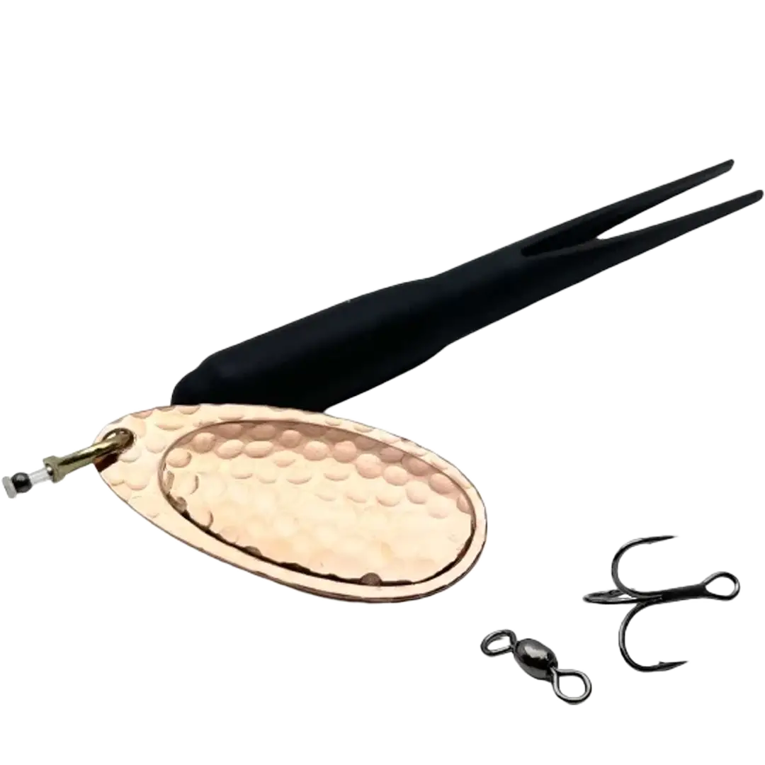 KarlK Upstream Gennemløber Kondomspinner 24 Gram Sort Med Kobber Blad - Spinner