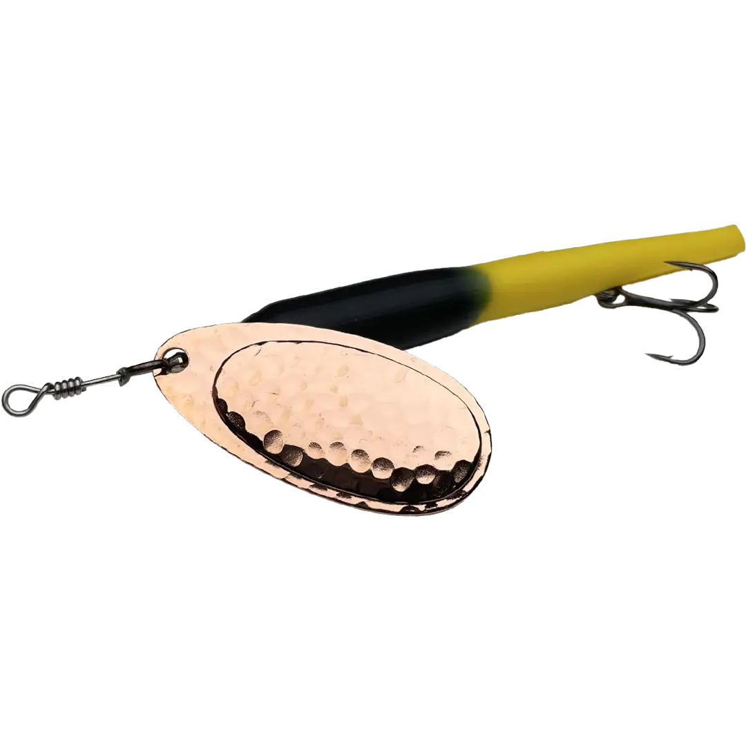 KarlK Upstream Kondomspinner 20 Gram Sort/Gul Med Kobber Blad - Spinner