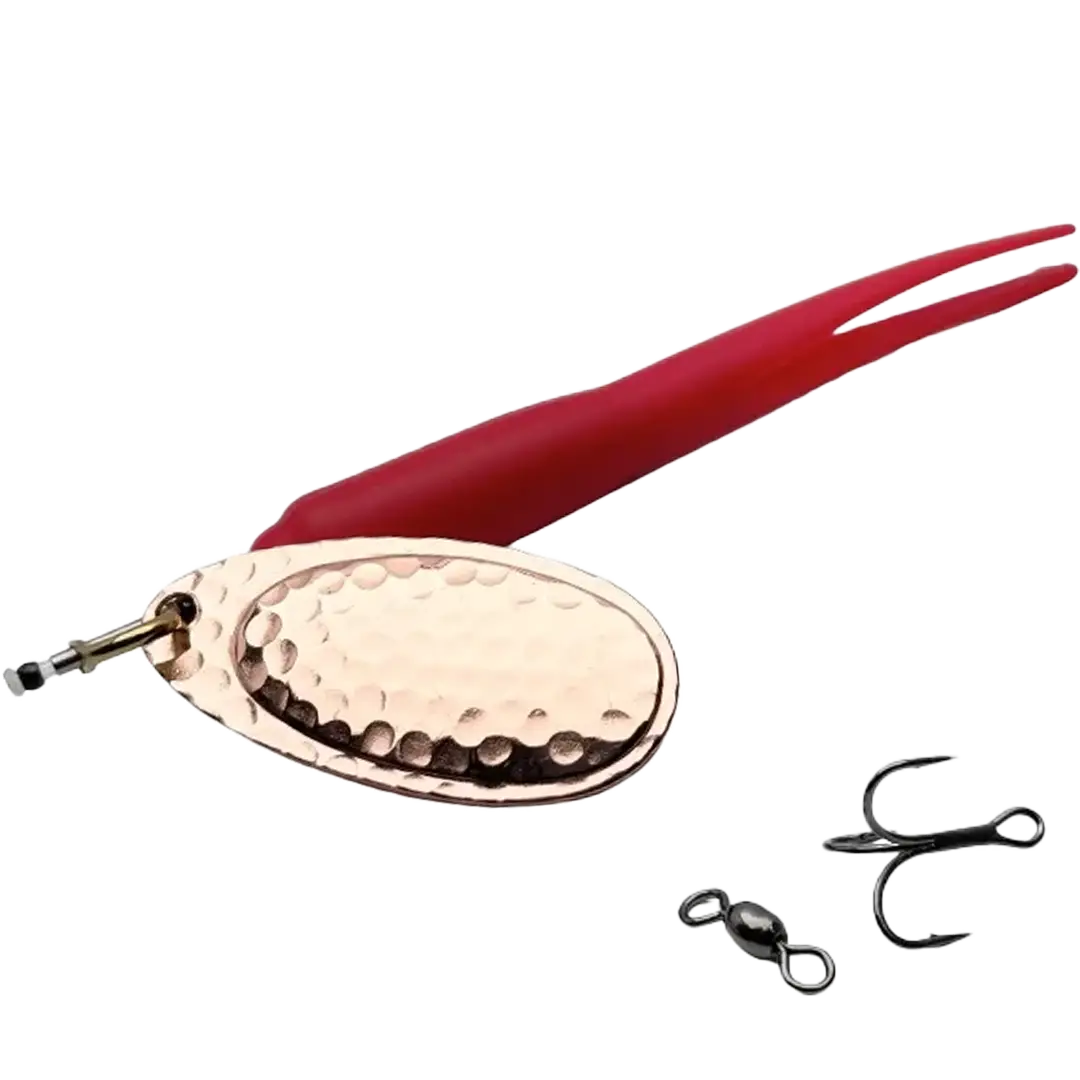 KarlK Upstream Gennemløber Kondomspinner 20 Gram Rød Med Kobber Blad - Spinner