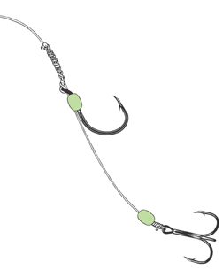Owner Boa Adjustable Treple Trap Rig With Glow 4-3/0 (3stk) - Kroge mv.