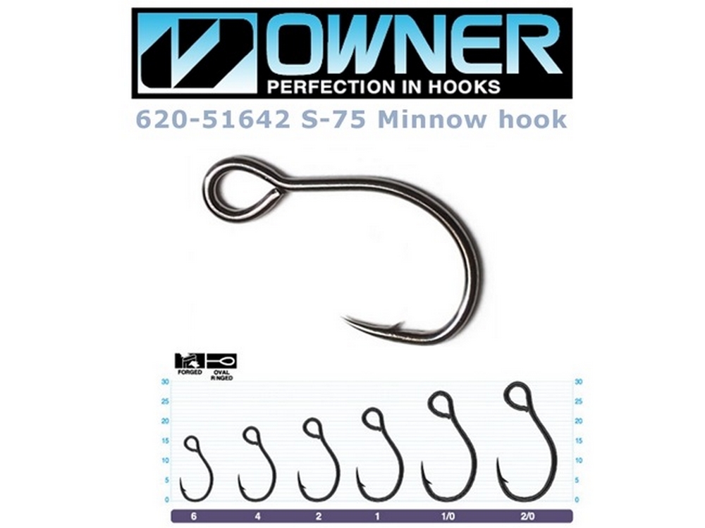 Owner S-75 Minnow Single Hook 2 (6stk) - Kroge mv.