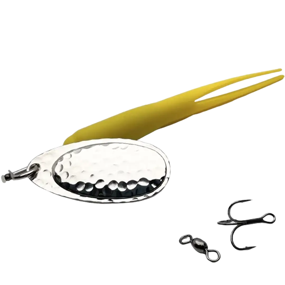 KarlK Upstream Gennemløber Kondomspinner 24 Gram Gul Med Sølv Blad - Spinner