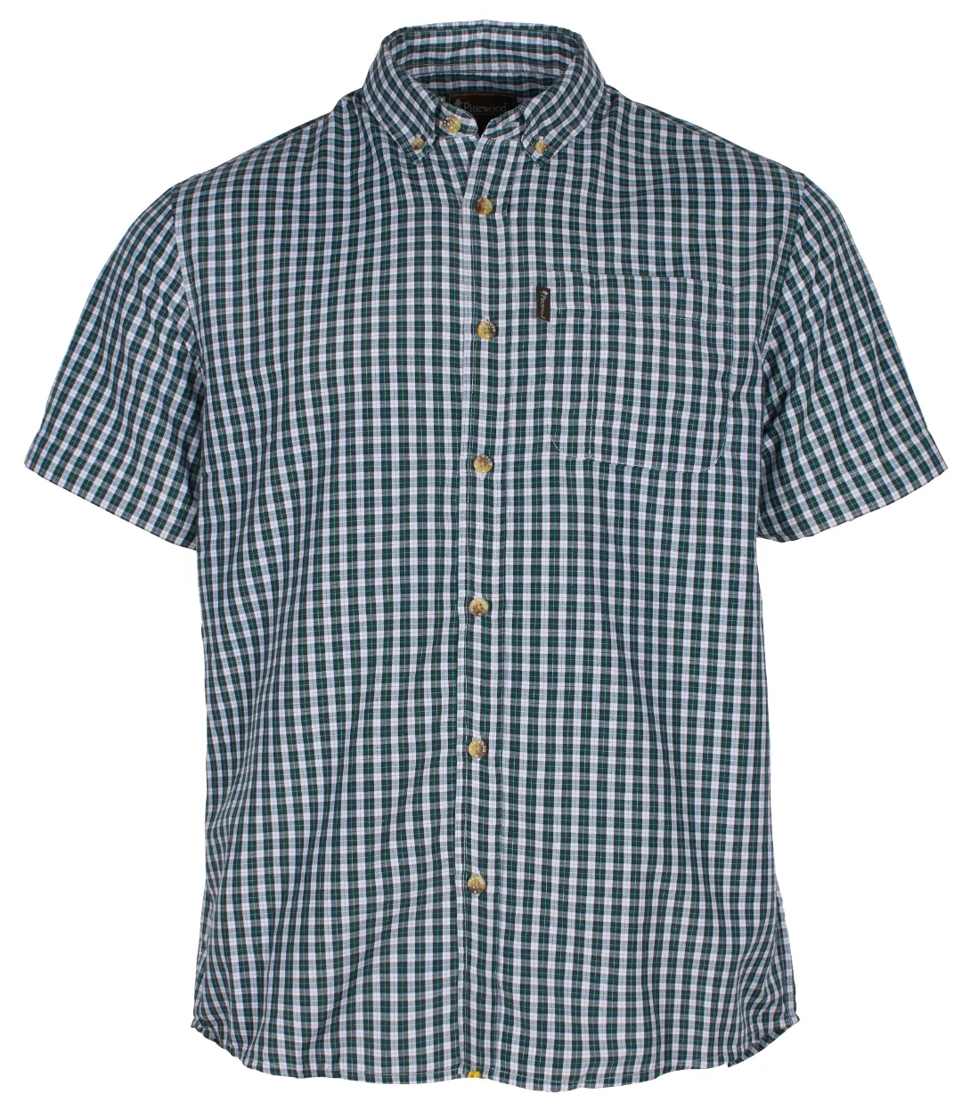 Pinewood Sommer Skjorte D.Green/White XL - Herretøj