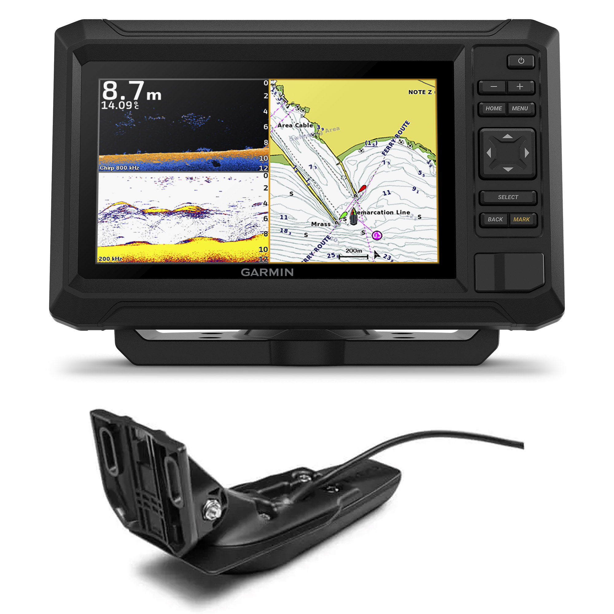 Garmin kortplotter ECHOMAP UHD2 72cv m. GT20-TM transducer - Søkortsplotter m. fishfinder