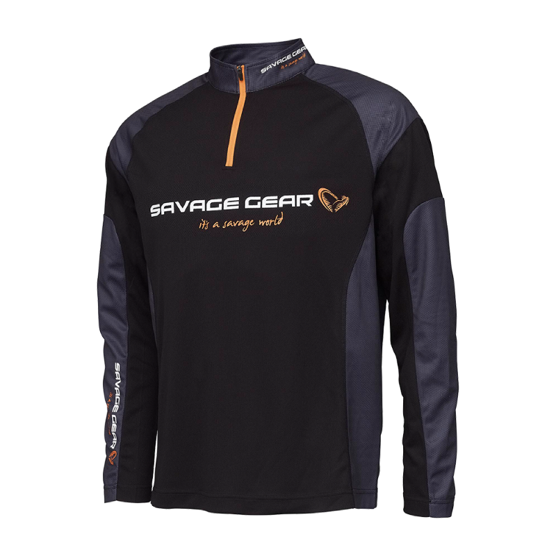 Savage Gear Tournament Shirt ½ Zip Sort XXL - T-Shirt