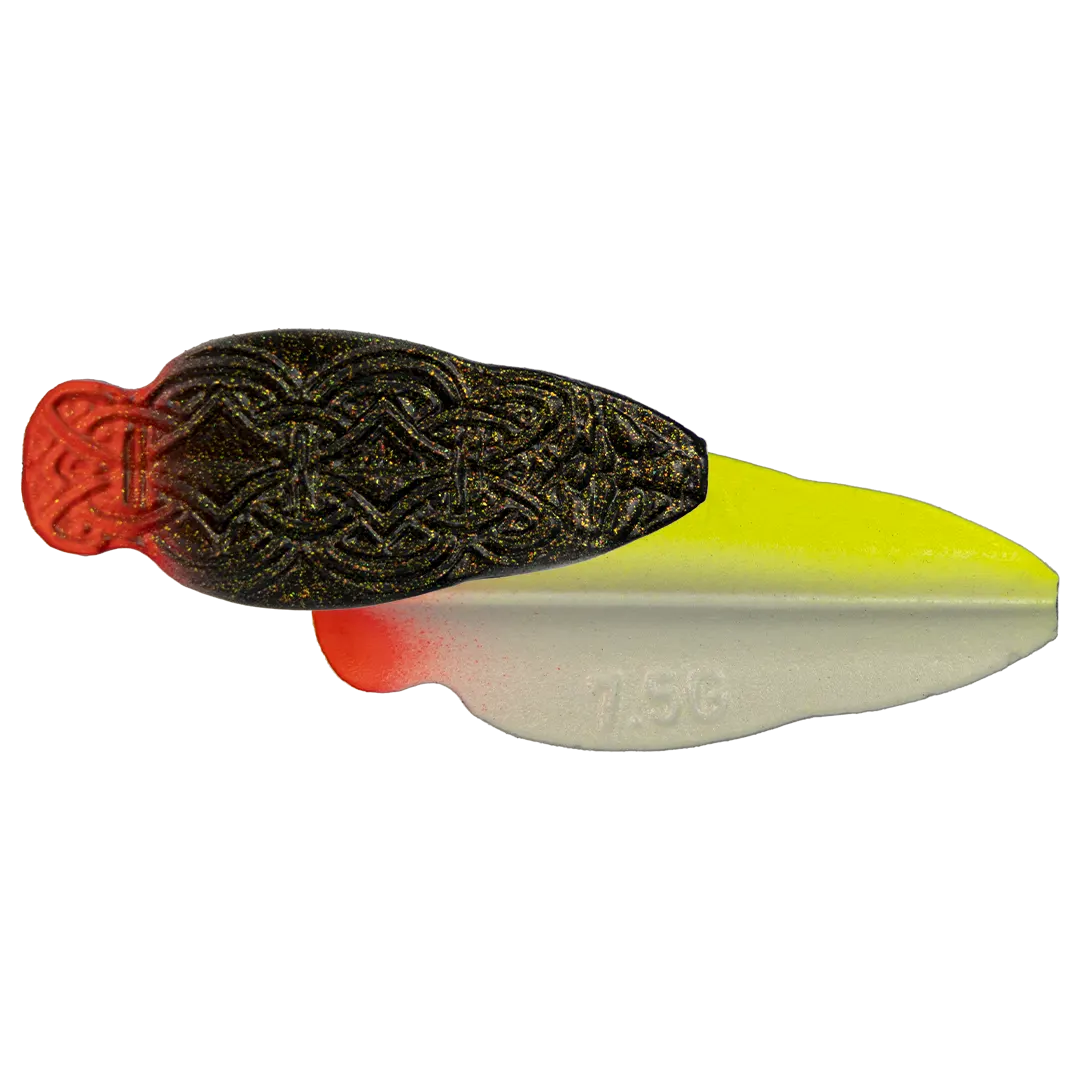 Odin-Lures Odin Gennemløber 2,5 Gram MJ - Sort/Rød/Gul/Hvid - Håndmalet/lavet i Danmark
