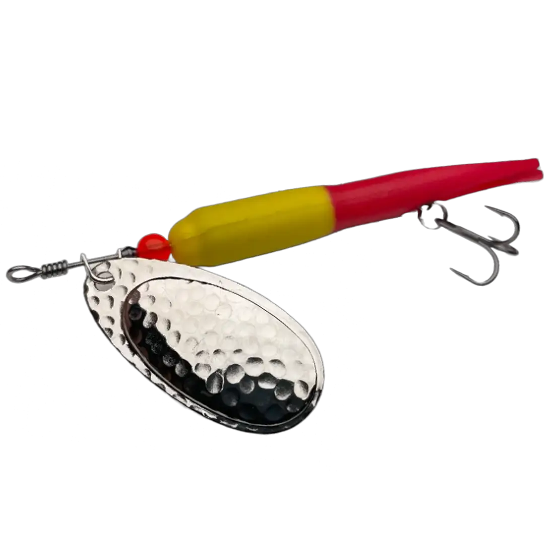 KarlK Upstream Kondomspinner 20 Gram Rød/Gul Med Sølv Blad - Spinner