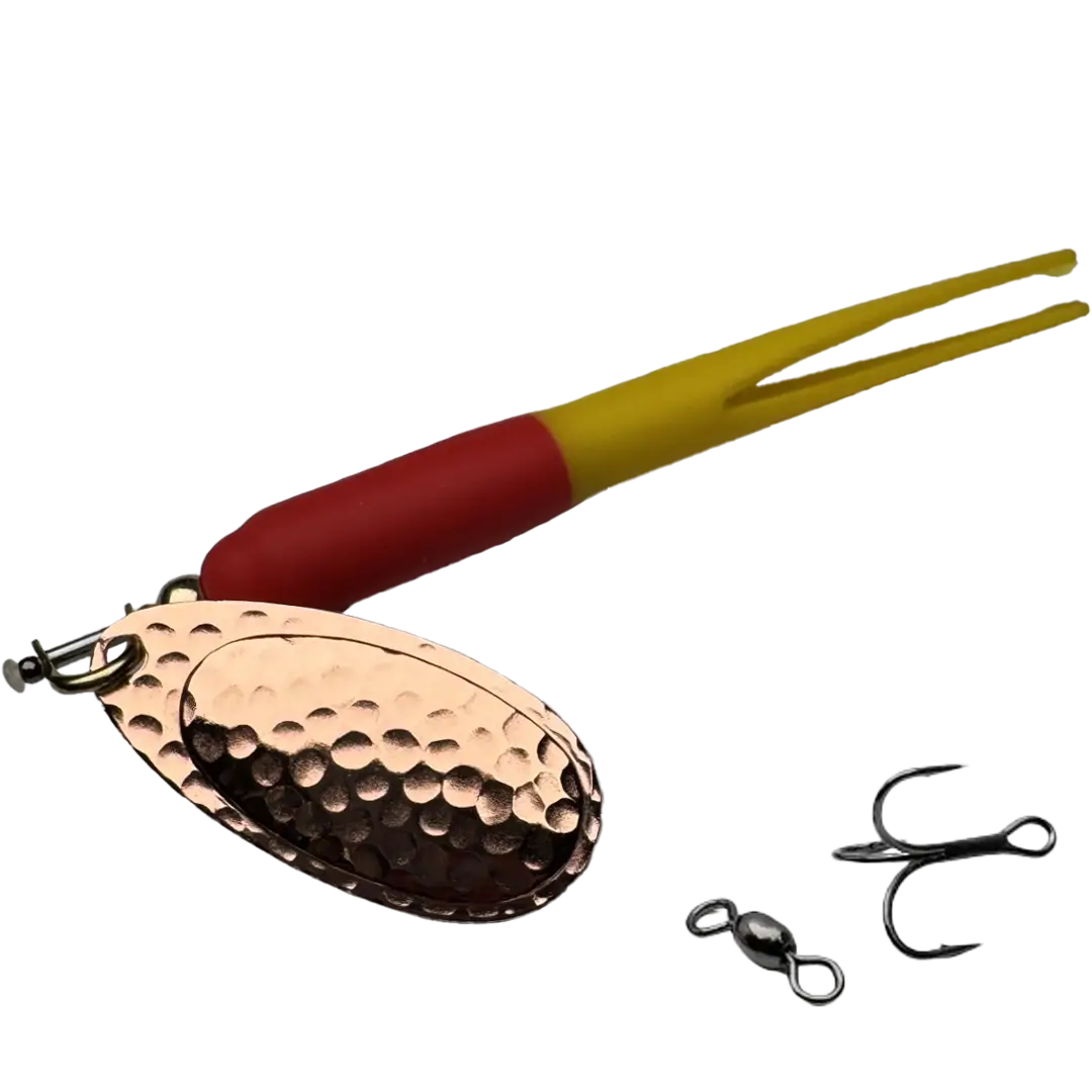 KarlK Upstream Gennemløber Kondomspinner 24 Gram Rød/Gul Med Kobber Blad - Spinner