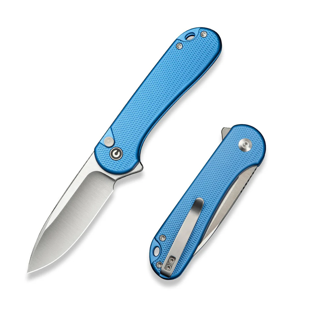 CIVIVI Elementum II Button Lock Blue Aluminum Satin Finished Nitro-V Blade - Foldeknive