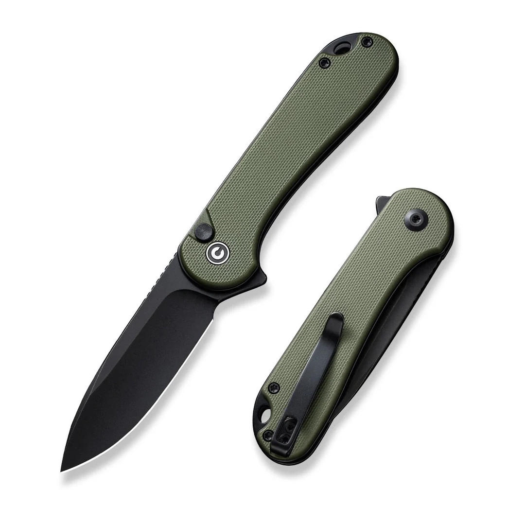 CIVIVI Elementum II Button Lock OD Green G10 Black Stonewashed Nitro-V Blade - Foldeknive