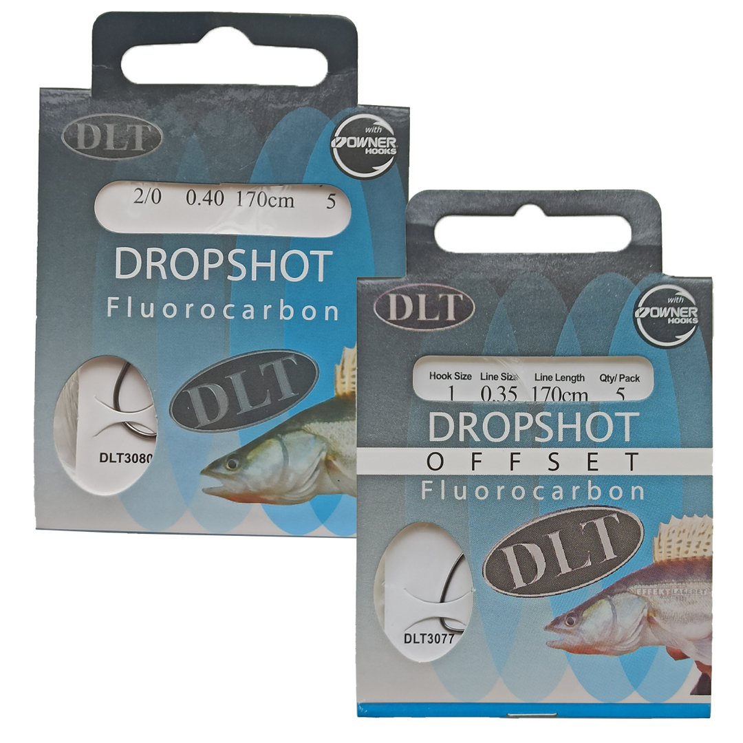 DLT Dropshot Rigs st. 2/0 Wide Gape Krog - Wire-floucarbon forfang & Stingers