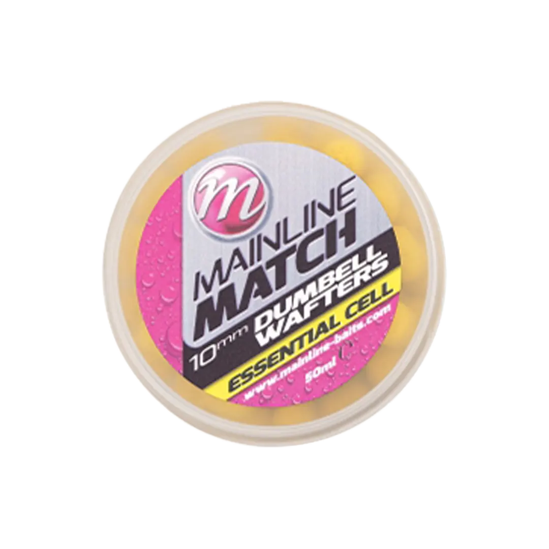 Mainline Match Dumbell Wafters 8mm Yellow - Essential Cell - Pop-up Boilies