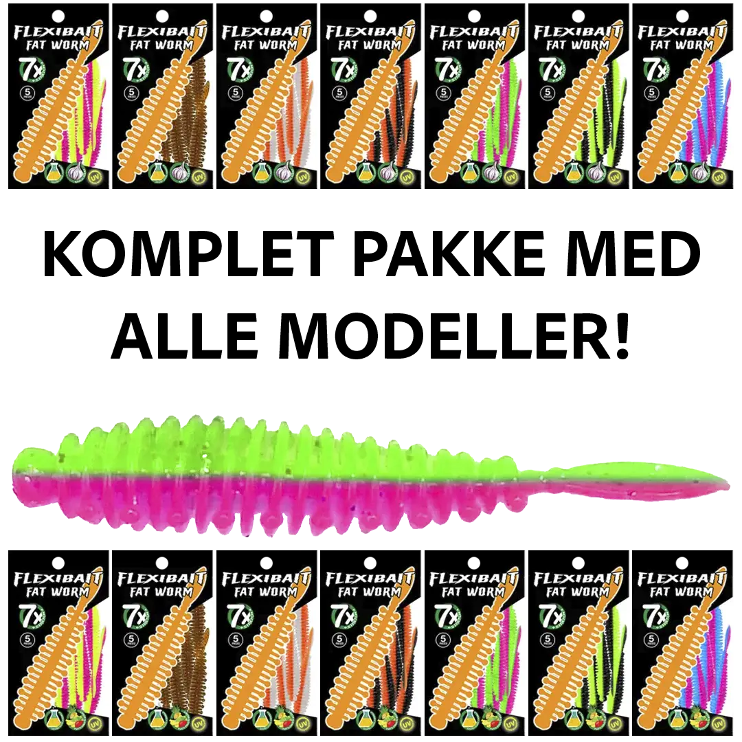 OGlures - Skull Gear Flexibait Fat Worm Collection Pakke - Put & Take