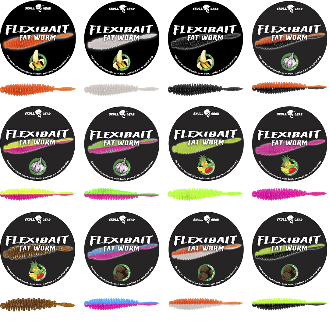 OGlures - Skull Gear Flexibait Fat Worm Banana Black - Put & Take