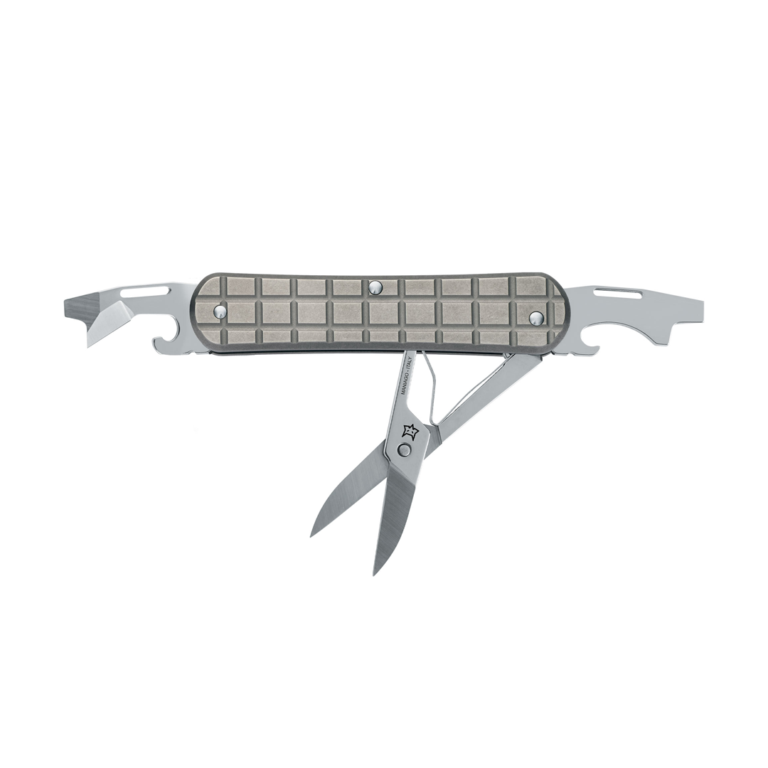 Fox Knives Vulpis Grenade Pattern Tools Sandblasted Titanium - Multitools