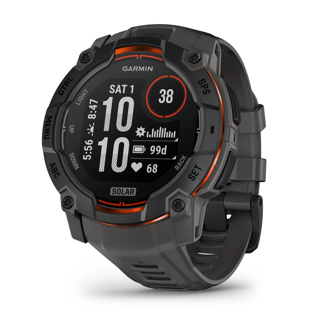 Garmin Instinct 3 Solar 50mm Smartwatch Sort med Charcoal rem - Instinct