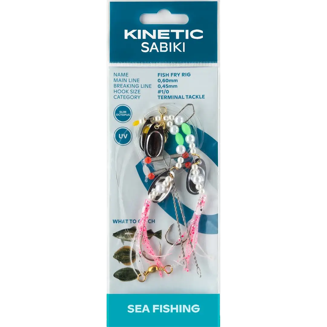 Kinetic Sabiki Fish Fry Rig Pearl/Pink Fry - Fladfiskeforfang