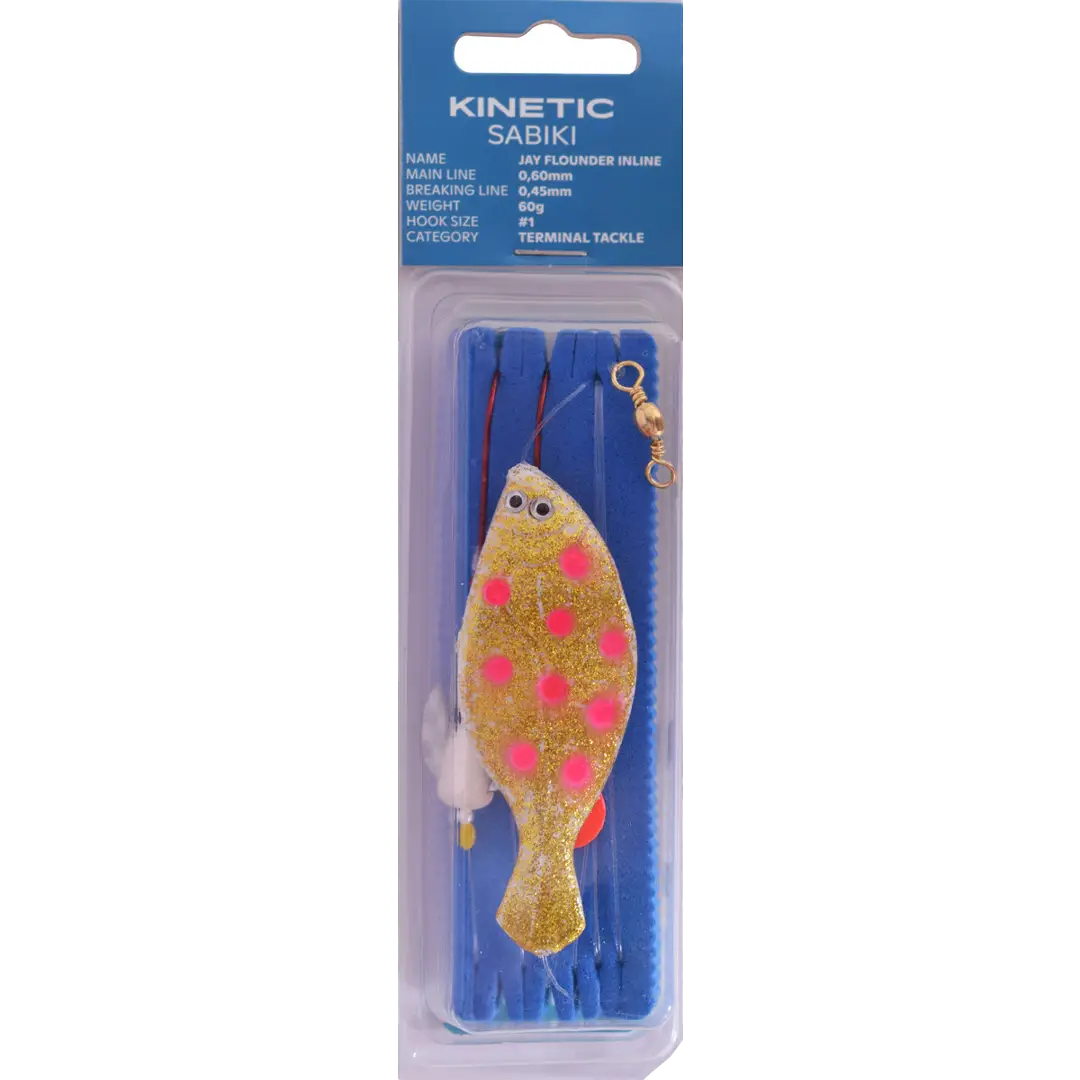 Kinetic Sabiki Jay Flounder Inline Rig 120 gram Glow/Pink Dots - Fladfiskeforfang