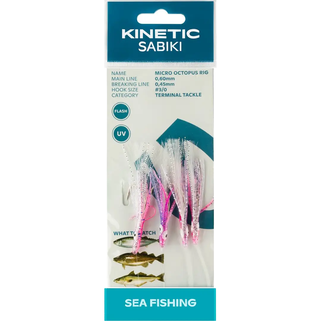 Kinetic Sabiki Micro Octopus Rig Clear UV - Torskeforfang