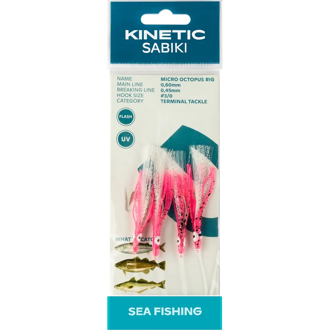 Kinetic Sabiki Micro Octopus Rig Pink UV - Torskeforfang