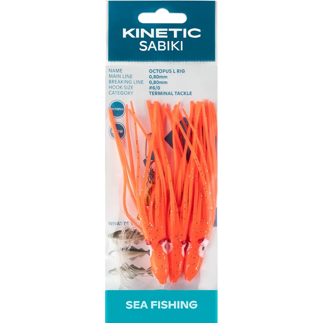 Kinetic Sabiki Octopus Rig Large Red/Glow - Torskeforfang