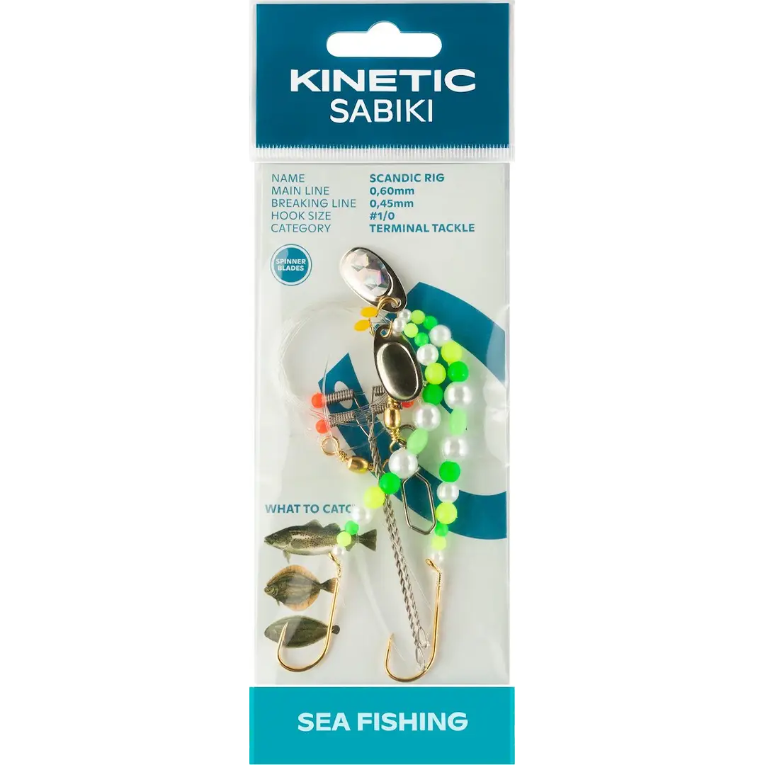 Kinetic Sabiki Scandic Rig Pearl/Green Yellow - Fladfiskeforfang