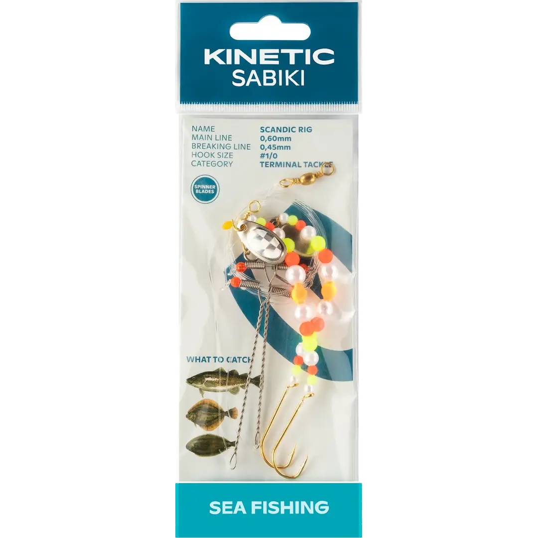 Kinetic Sabiki Scandic Rig Pearl/Yellow Orange - Fladfiskeforfang