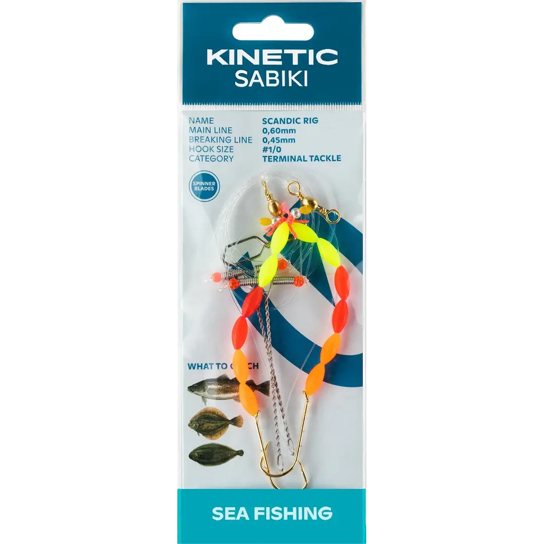 Kinetic Sabiki Scandic Rig Yellow/Red Orange - Fladfiskeforfang
