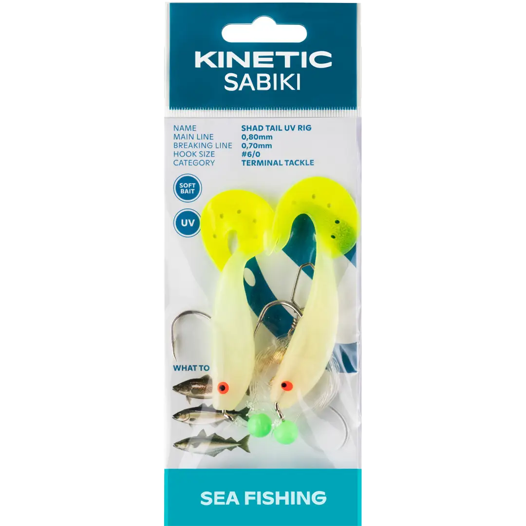 Kinetic Sabiki Shad Tail UV Rig Glow/Yellow - Torskeforfang