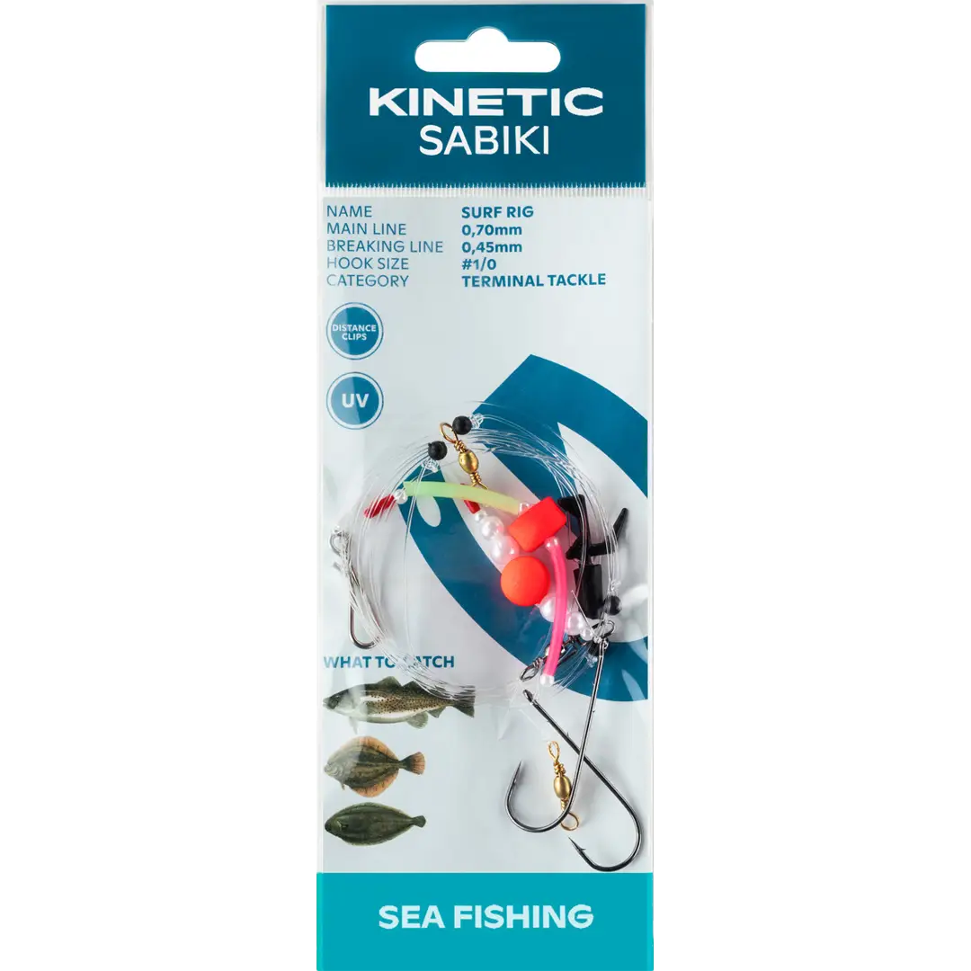 Kinetic Sabiki Surf Rig Red/Pearl - Surf Rigs