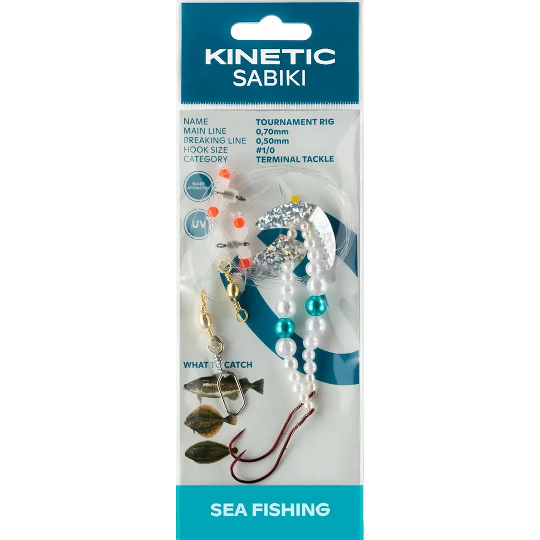 Kinetic Sabiki Tournament Rig Blue Pearl/Silver - Fladfiskeforfang