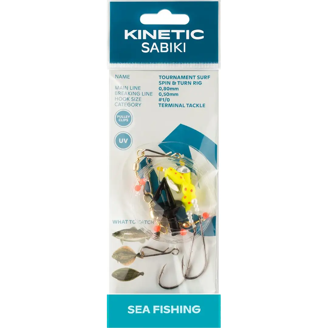 Kinetic Sabiki Tournament Surf Spin & Turn Rig Yellow - Surf Rigs