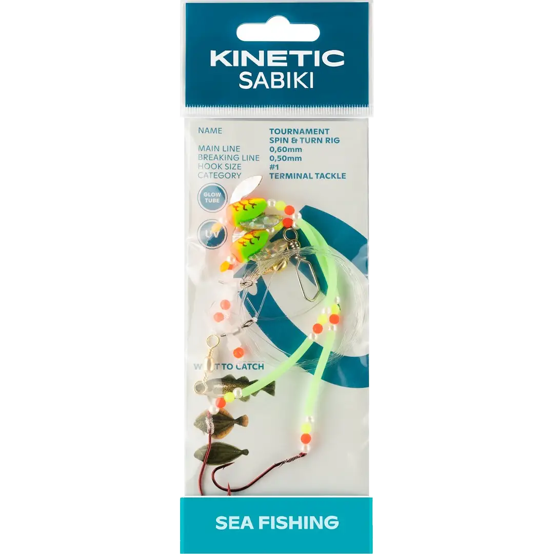 Kinetic Sabiki Tournament Spin & Turn Rig Firetiger - Fladfiskeforfang