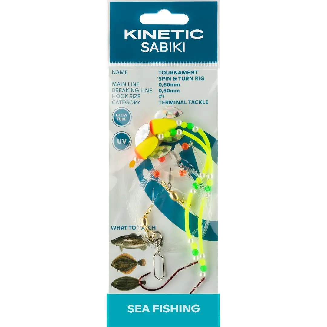 Kinetic Sabiki Tournament Spin & Turn Rig Pink/Yellow - Fladfiskeforfang