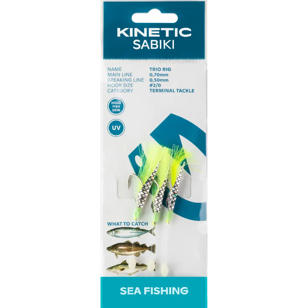 Kinetic Sabiki Trio Rig Chartreuse Flash - Torskeforfang