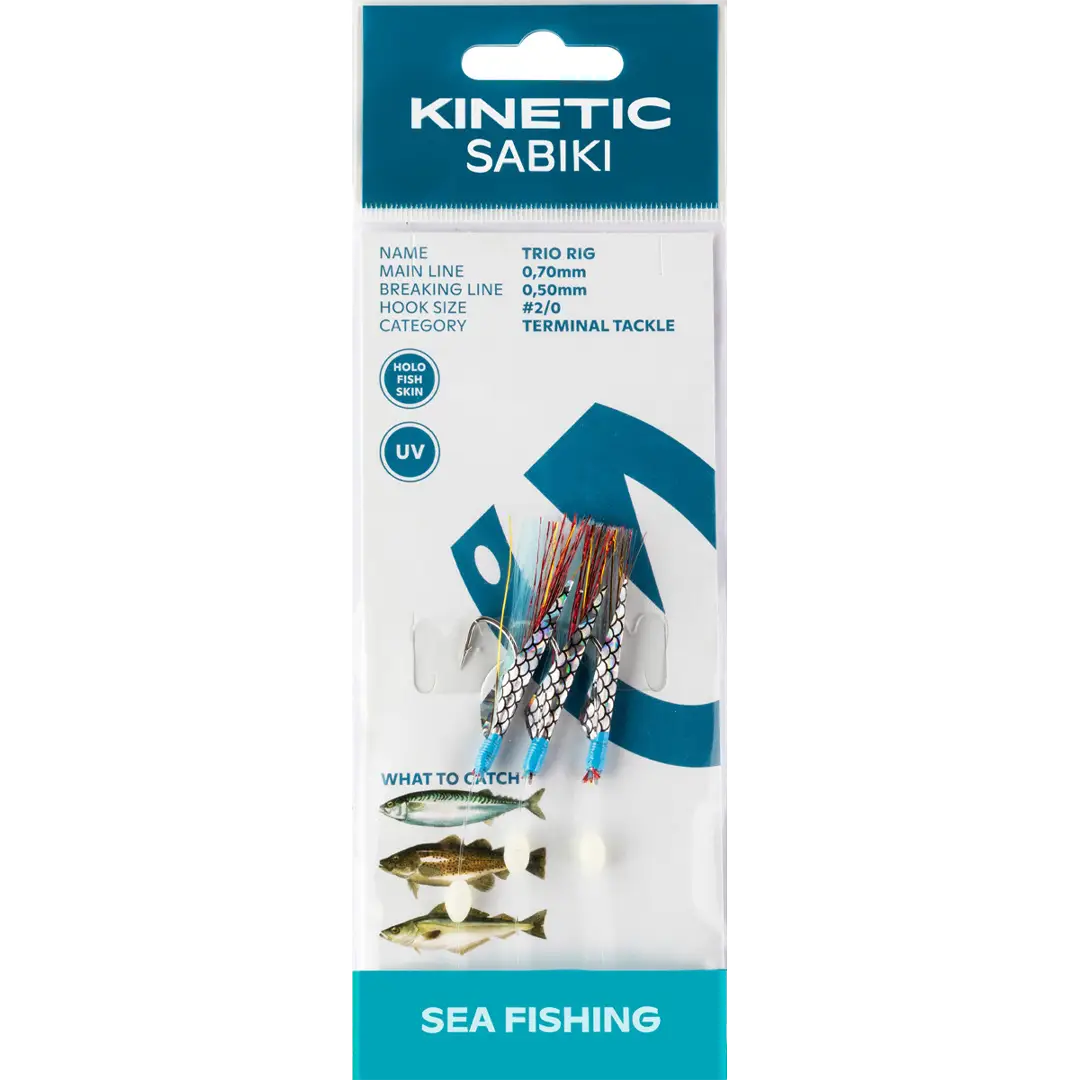 Kinetic Sabiki Trio Rig Red/Blue Flash - Torskeforfang