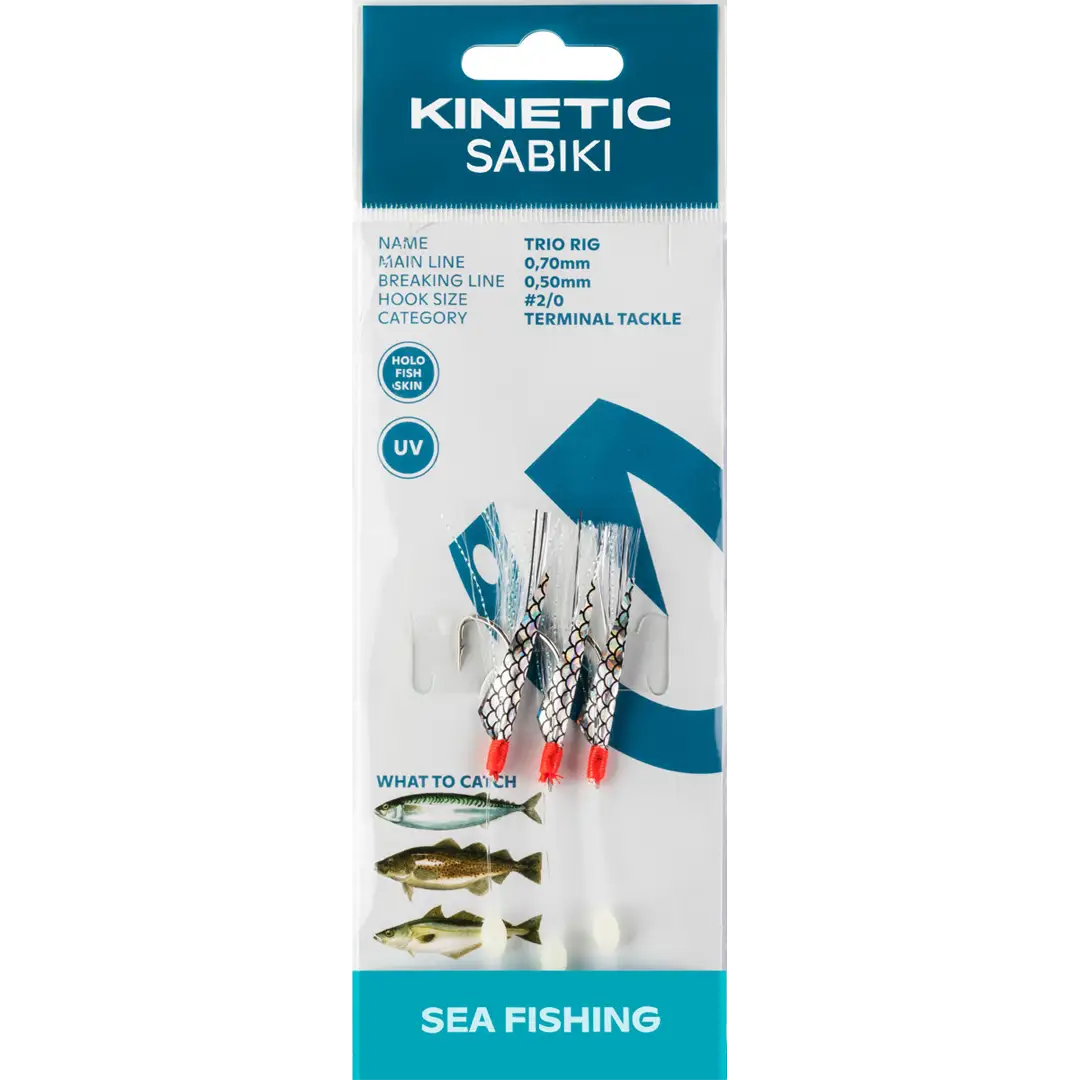 Kinetic Sabiki Trio Rig White Flash - Torskeforfang