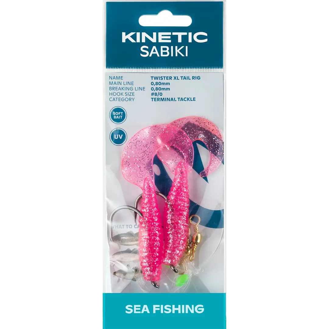 Kinetic Sabiki Twister Xl Tail Rig Pink/Silver - Torskeforfang