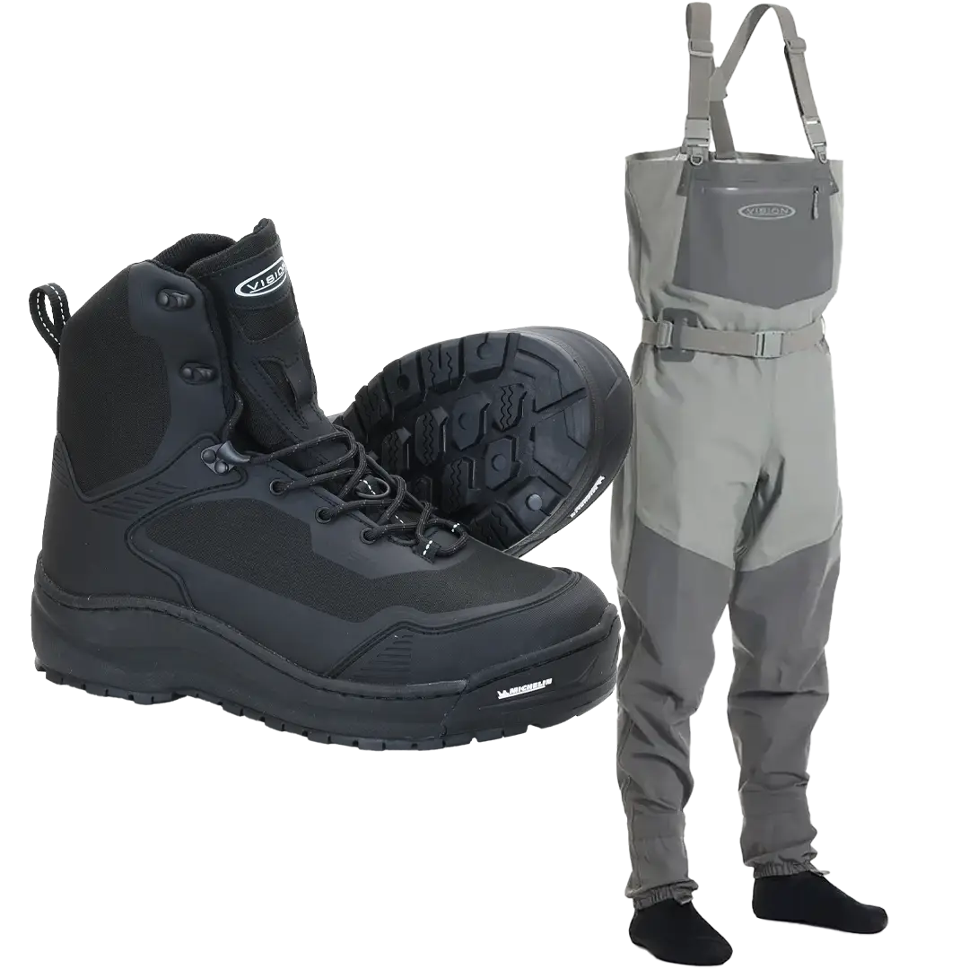 Vision Koski Grey + Musta michelin Waders Sæt - Waders Sæt