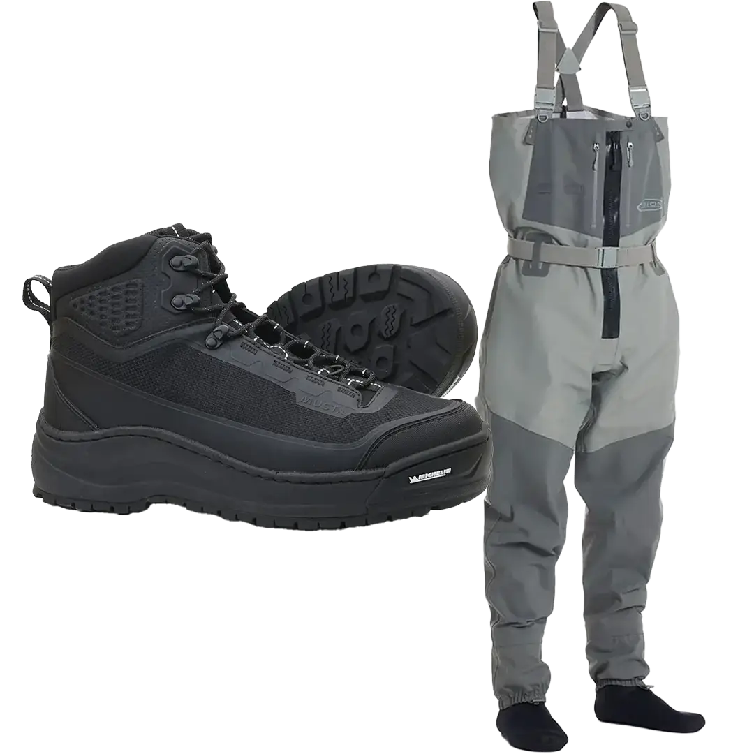 Vision Koski Grey Zip + Musta Hiker Waders Sæt - Waders Sæt