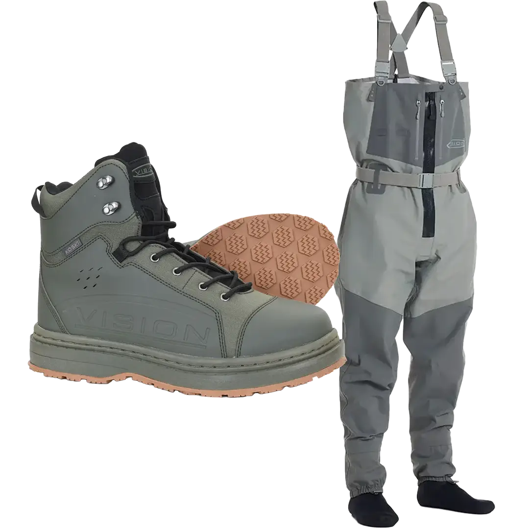 Vision Koski Grey Zip Åndbare Waders Sæt - Waders Sæt