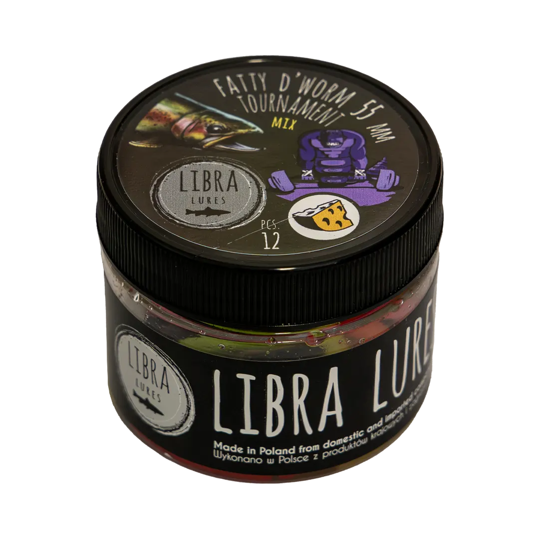 Libra Lures Mix Dåser Fatty D Worm Tournament 55mm Cheese - Put & Take