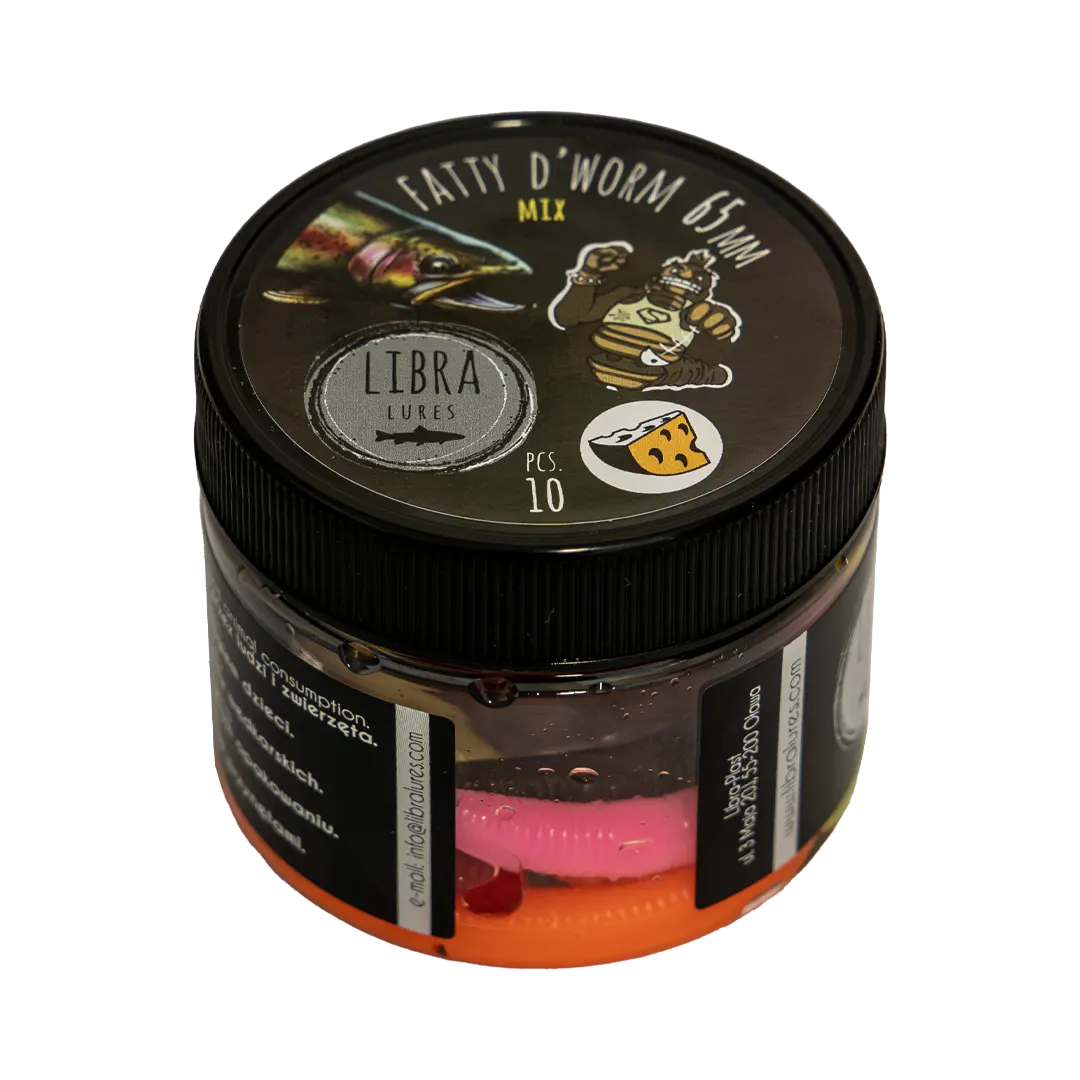 Libra Lures Mix Dåser Fatty D Worm 65mm Cheese - Put & Take