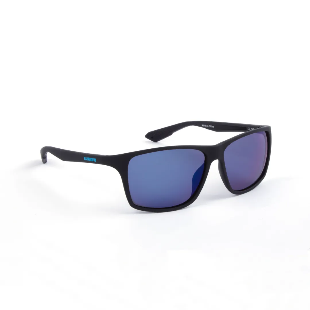 Shimano Polaroid Solbriller Matte Black & Blue Mirror - Fiskebriller
